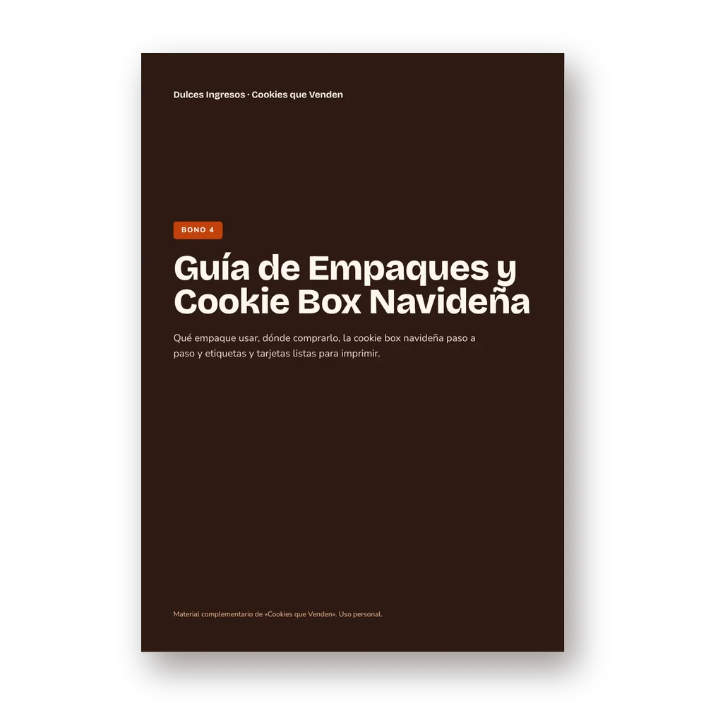 Portada del Bono 4, Guía de Empaques y Cookie Box Navideña